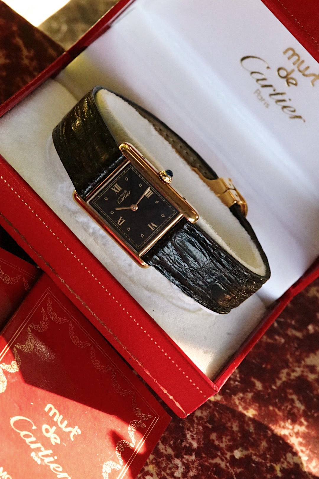 Cartier Must Tank 590005 vermeil and black dial