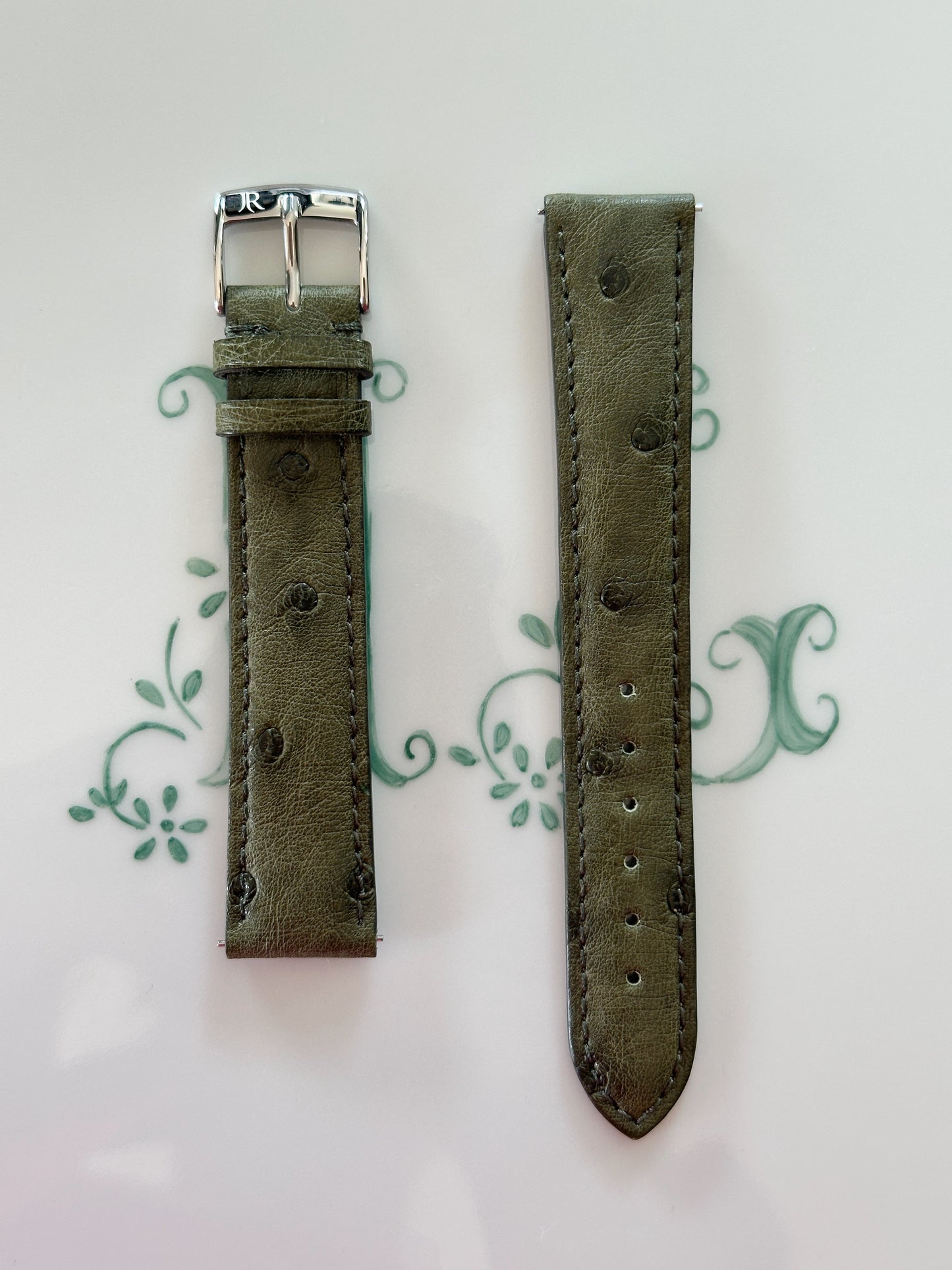 Bracelet de montre Neville Watches X Jean Rousseau – Cuir d'autruche embossé, fait main en France