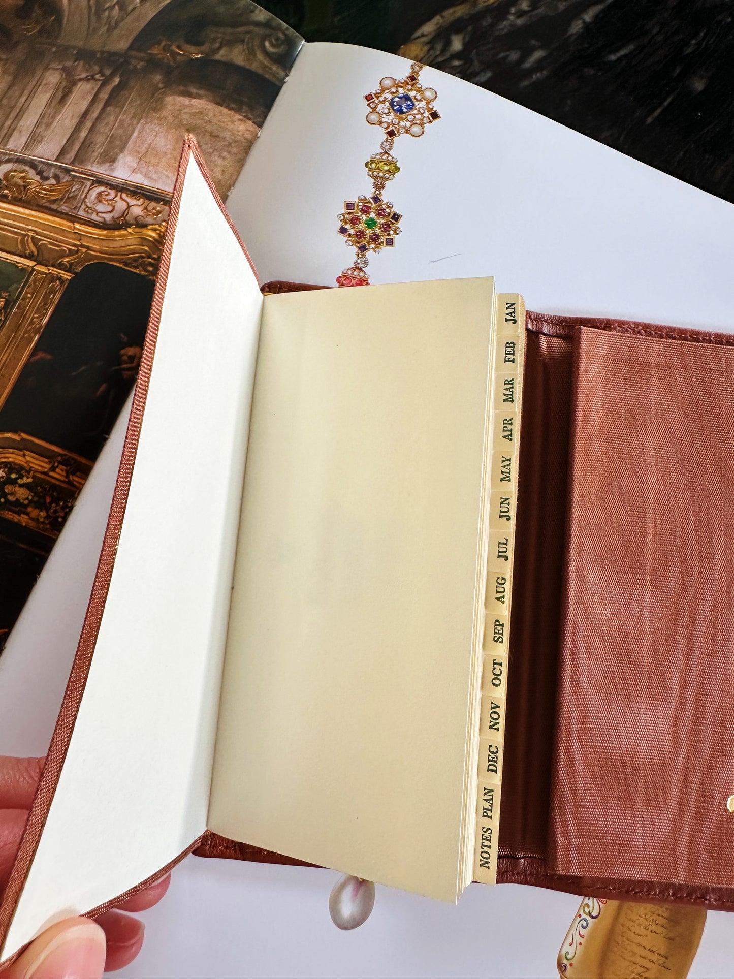 Agenda et répertoire téléphonique Rolex 1996 en cuir lisse camel