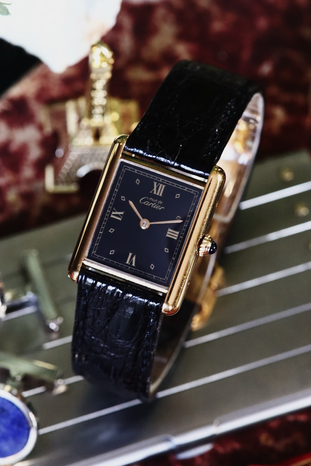 Cartier Must Tank 590005 vermeil and black dial