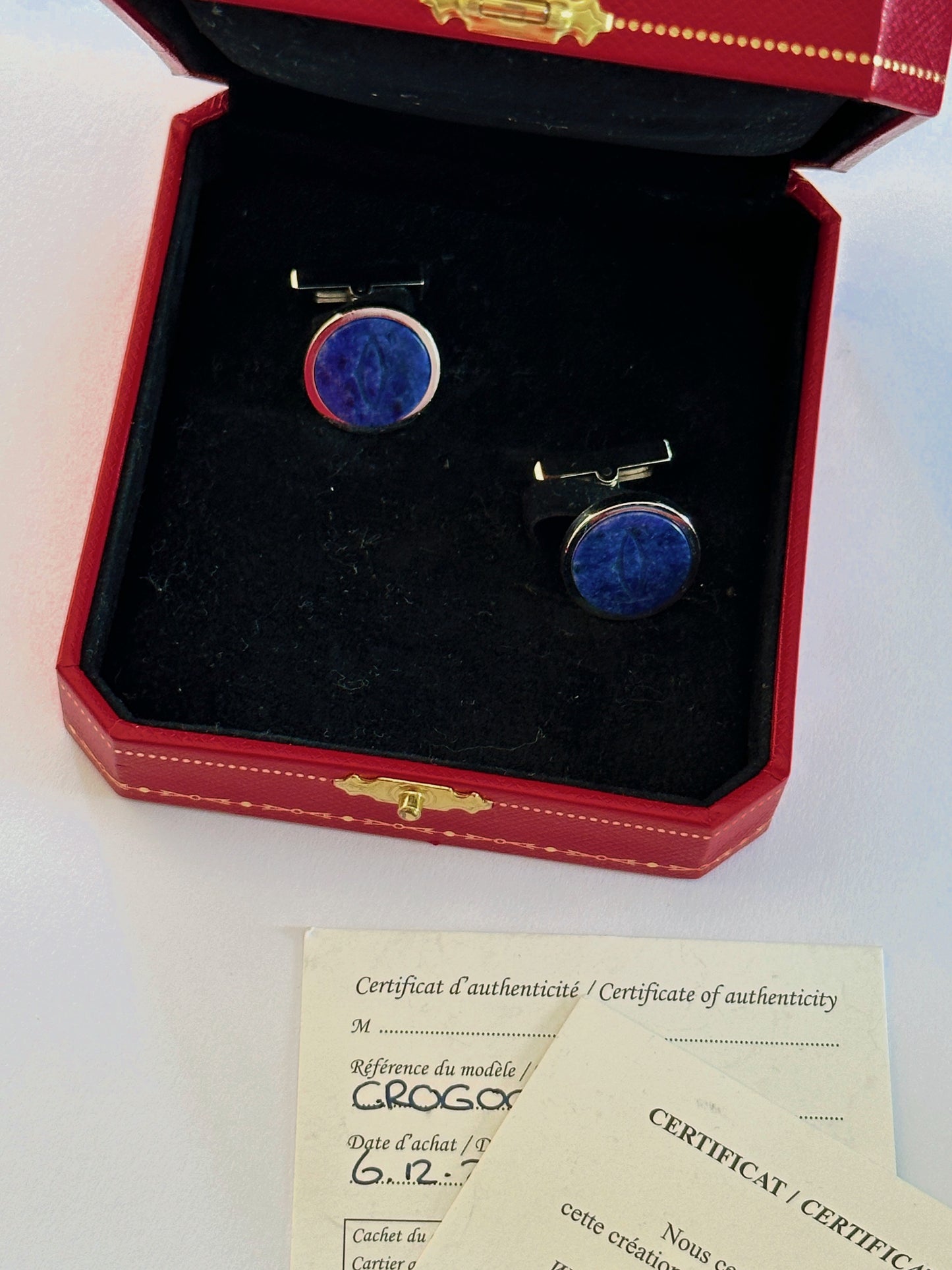 Boutons de manchette Cartier en Sodalite et argent massif