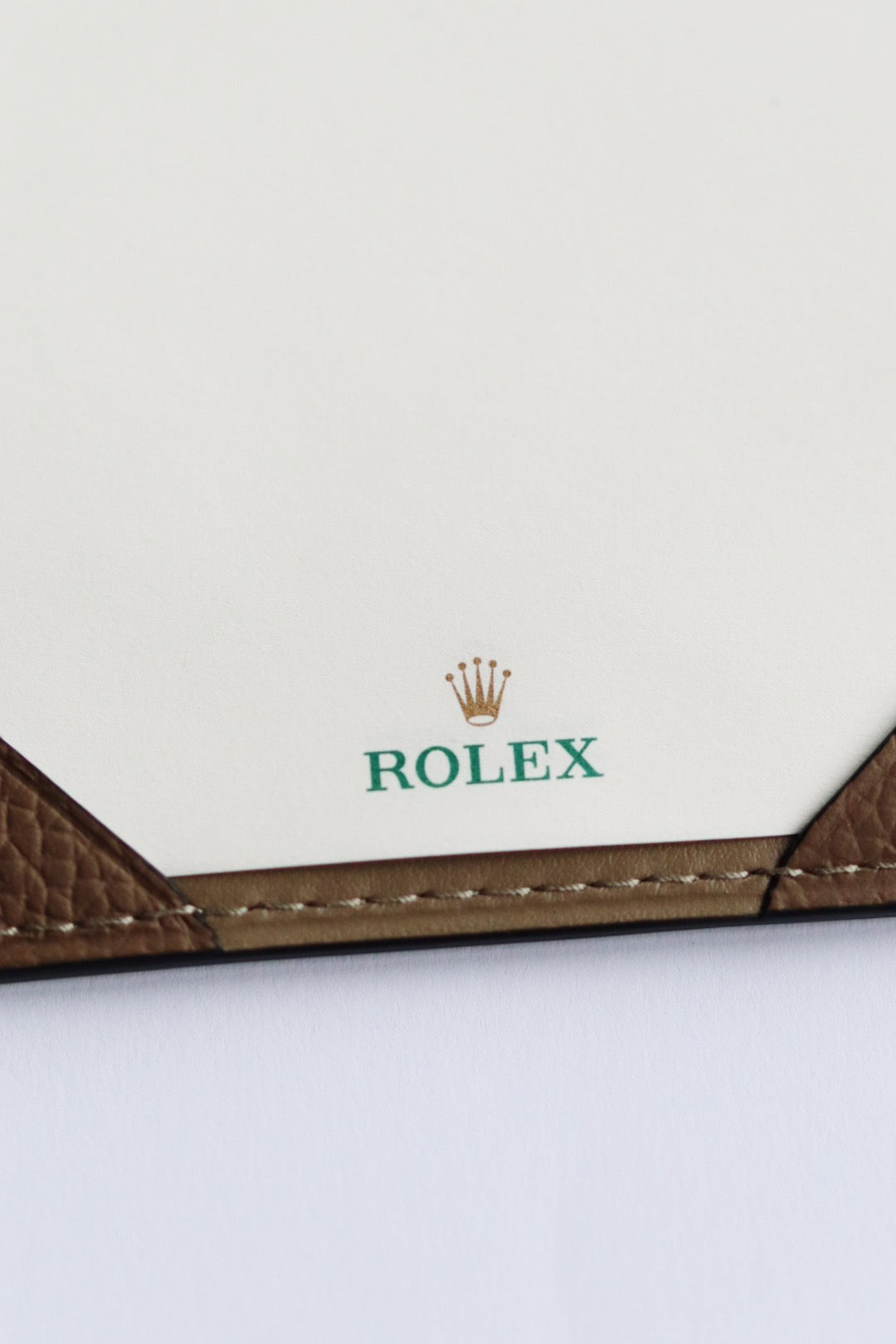 Bloc-notes Rolex en cuir grainé taupe