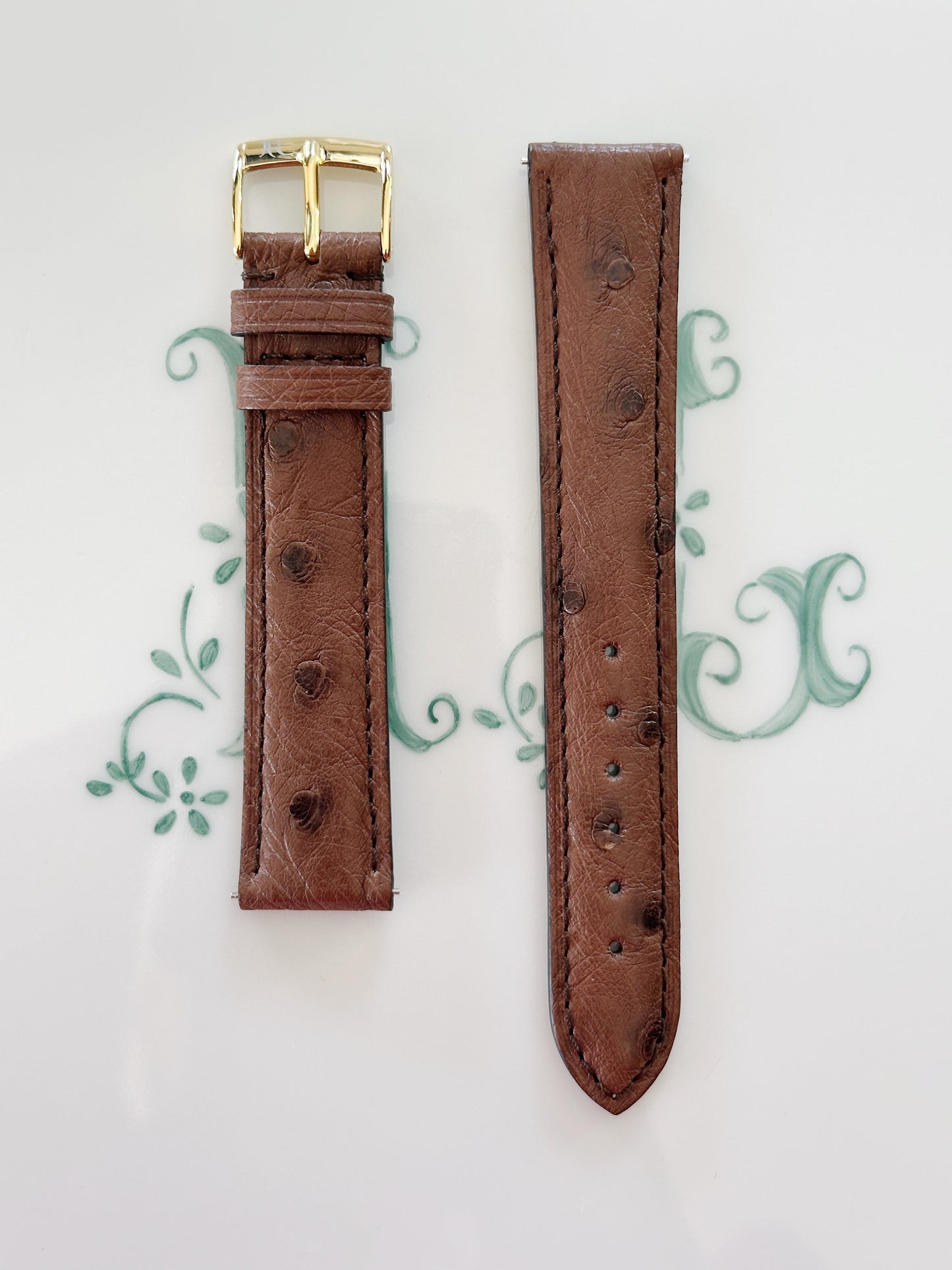 Bracelet de montre Neville Watches X Jean Rousseau – Cuir d'autruche embossé, fait main en France