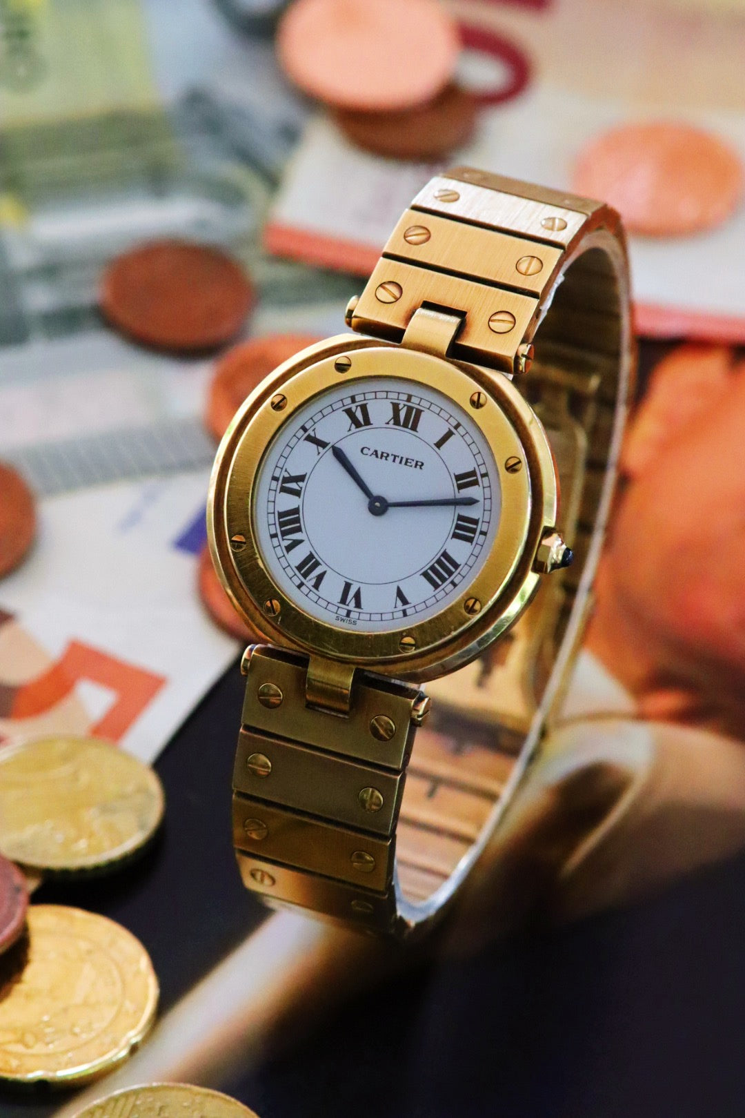 Cartier Santos Vendôme Ronde en or 18K référence 8191, boîtier de grande taille 32mm