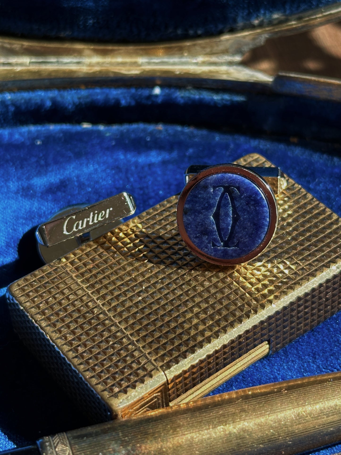Boutons de manchette Cartier en Sodalite et argent massif