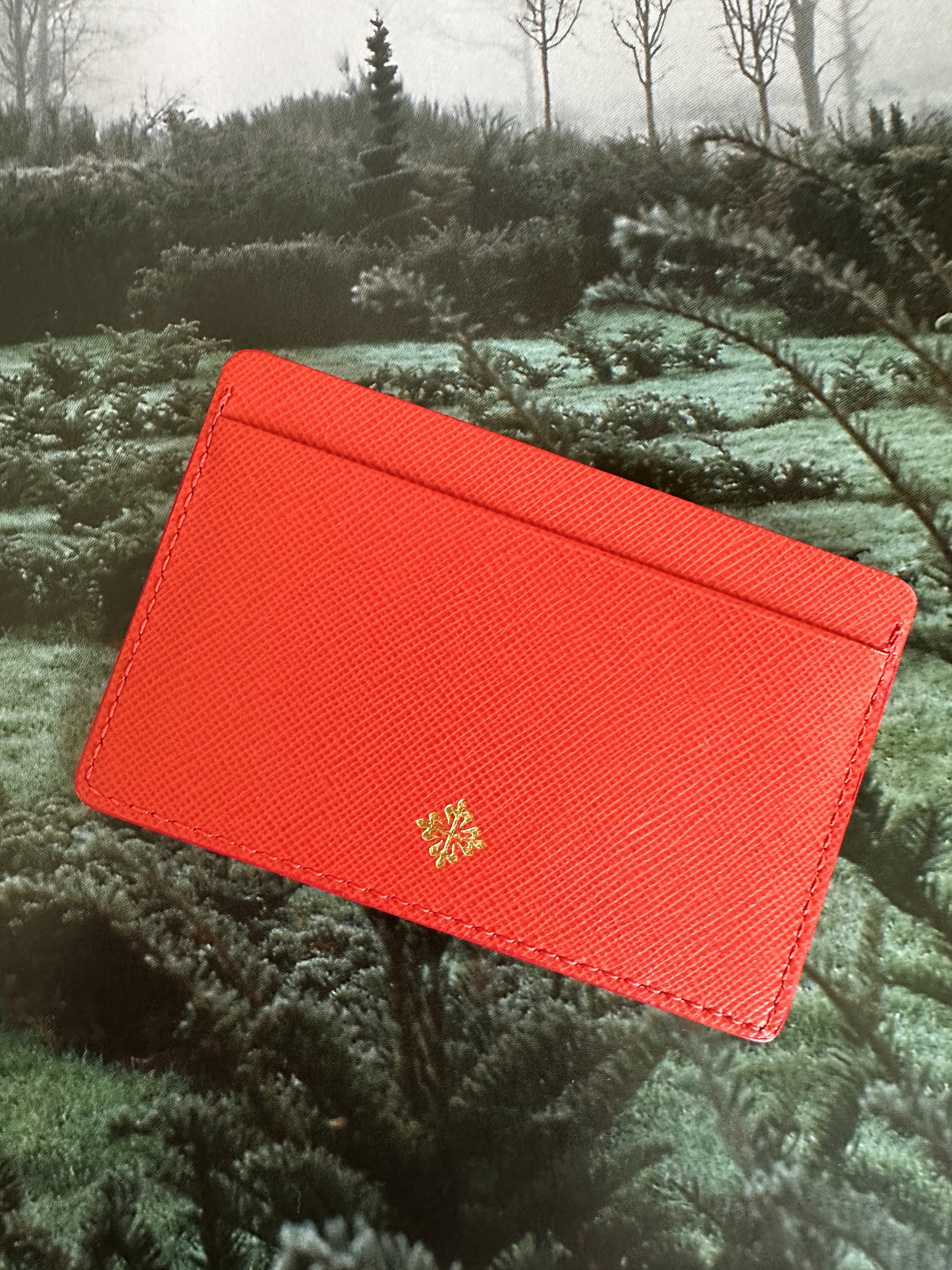 Patek Philippe card holder in orange textured leather – New with