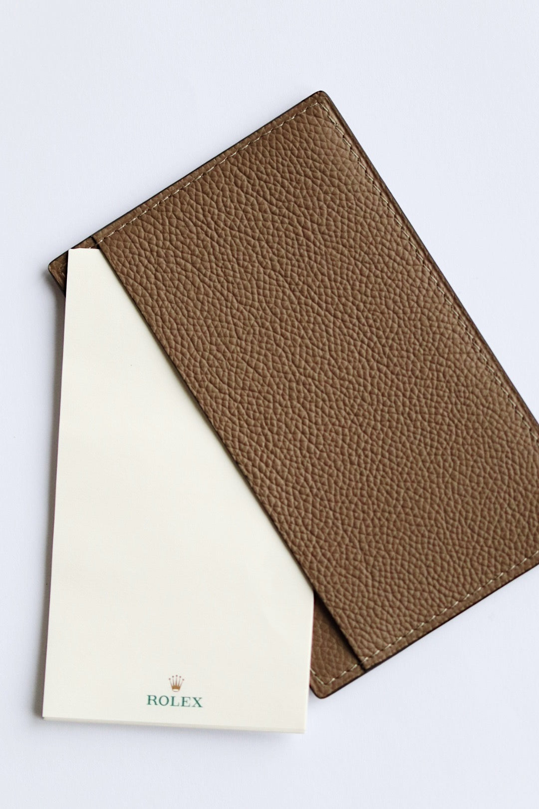 Bloc-notes Rolex en cuir grainé taupe
