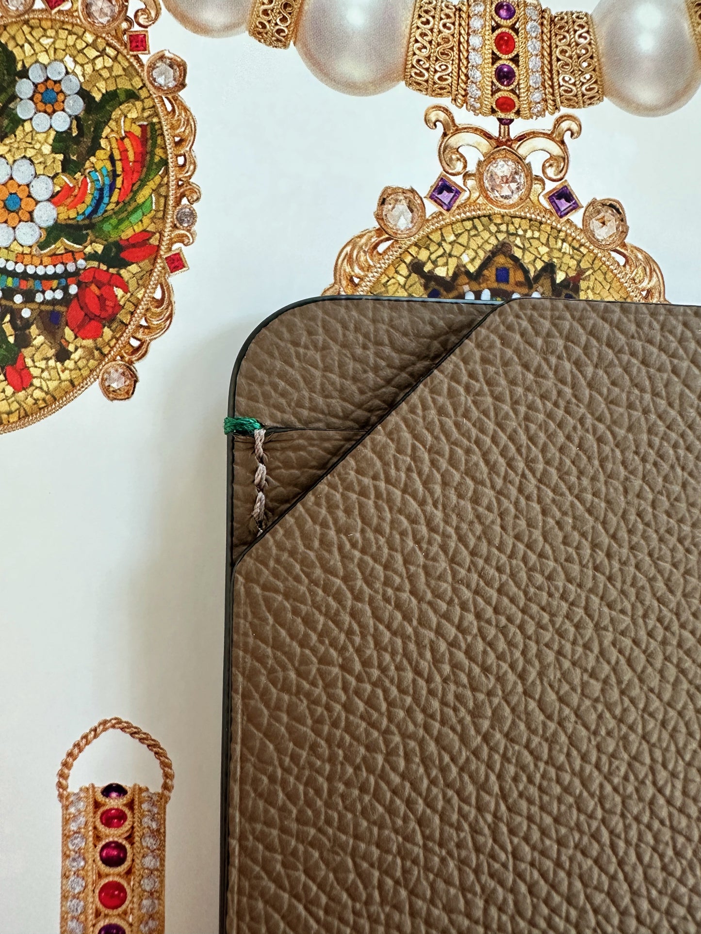 Porte-carte Rolex en cuir grainé taupe