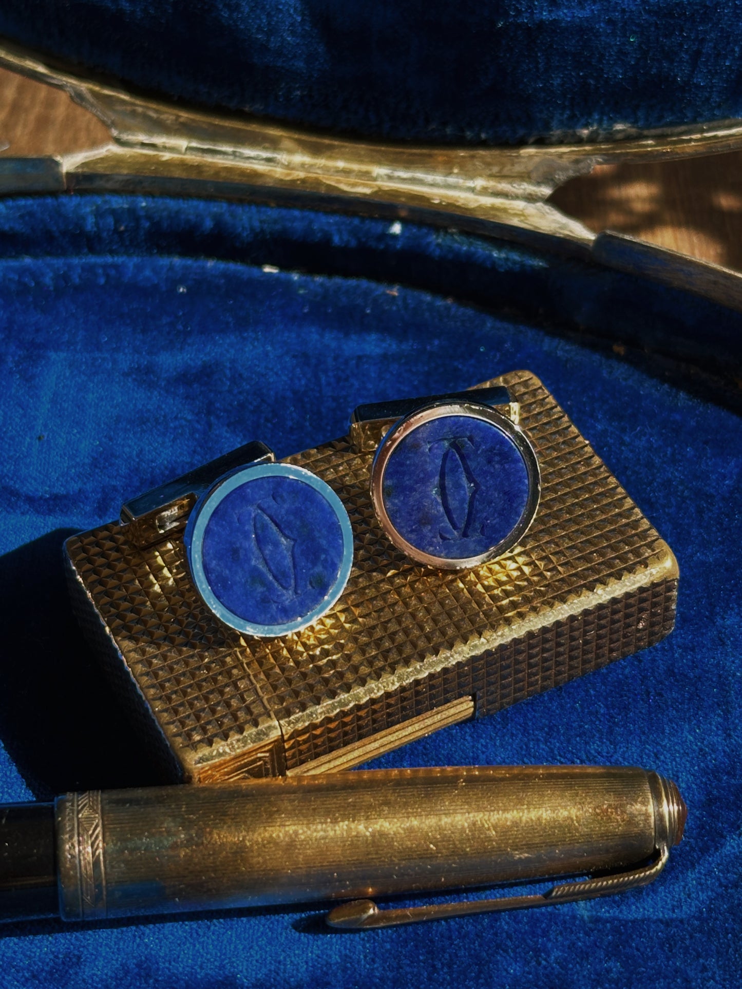 Boutons de manchette Cartier en Sodalite et argent massif