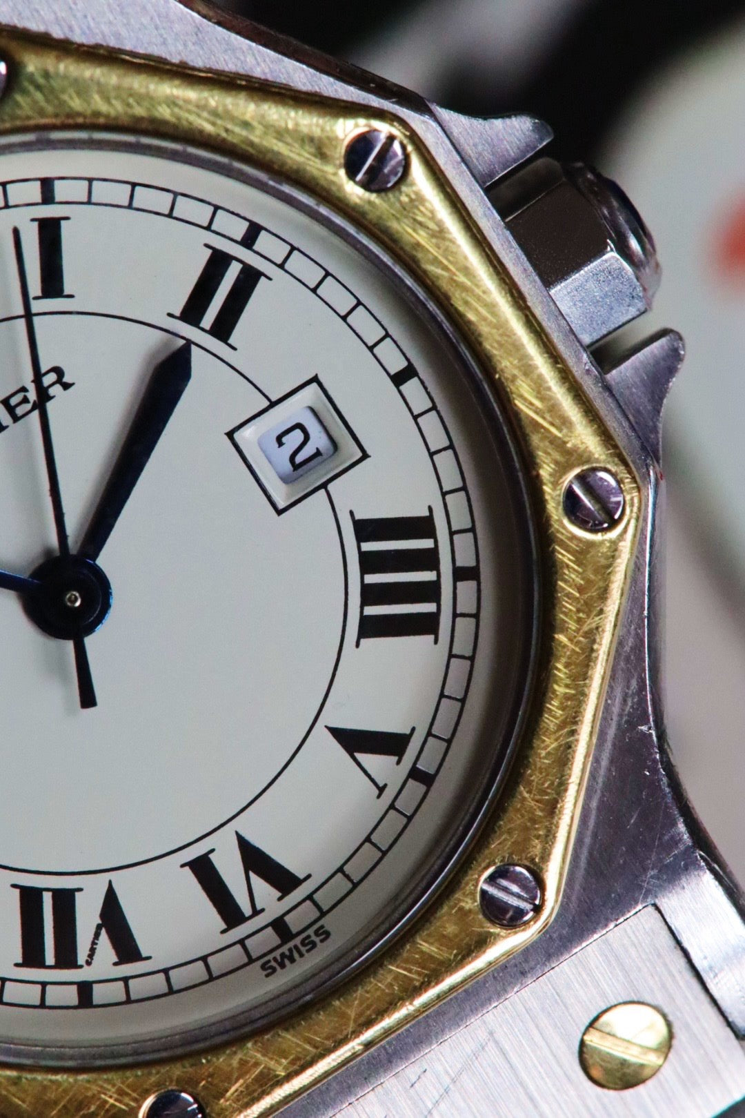 Cartier Santos octagonal, yellow gold and steel, vintage watch