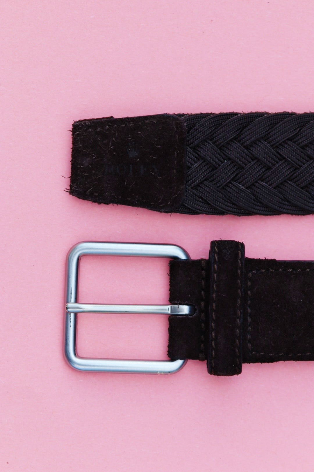 Ceinture Rolex en daim marron