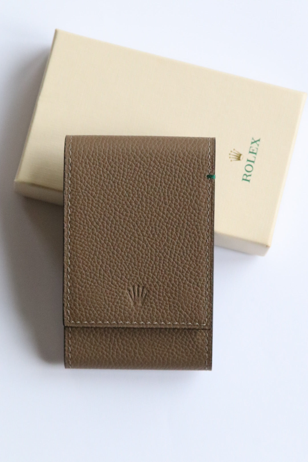 Étui, Marmotte Rolex pour montre en cuir grainé taupe
