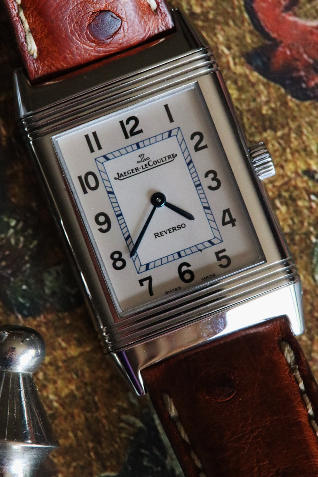 Jaeger LeCoultre Reverso Medium 252.8.86, bracelet autruche