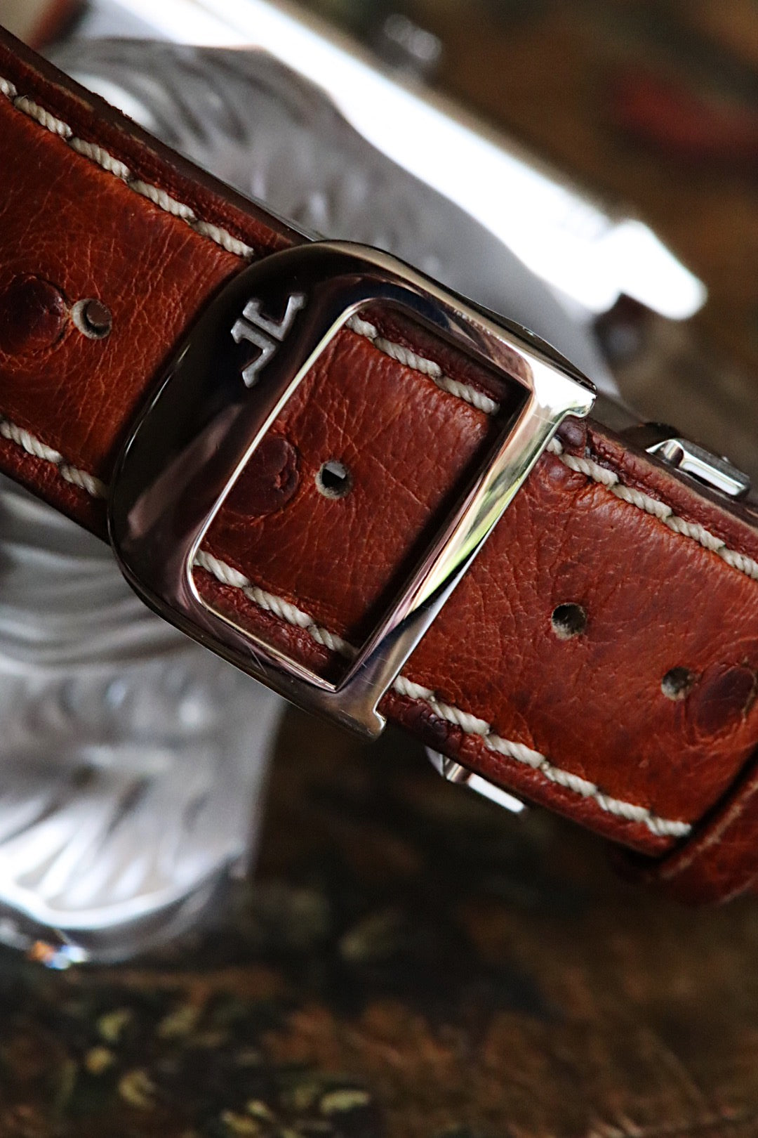 Jaeger LeCoultre Reverso Medium 252.8.86, bracelet autruche