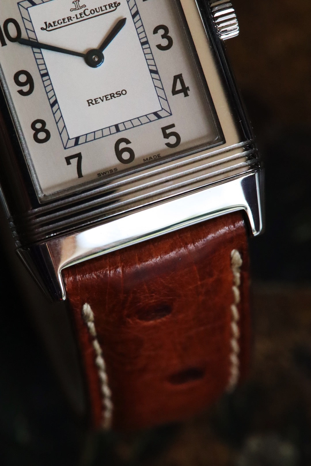 Jaeger LeCoultre Reverso Medium 252.8.86, bracelet autruche