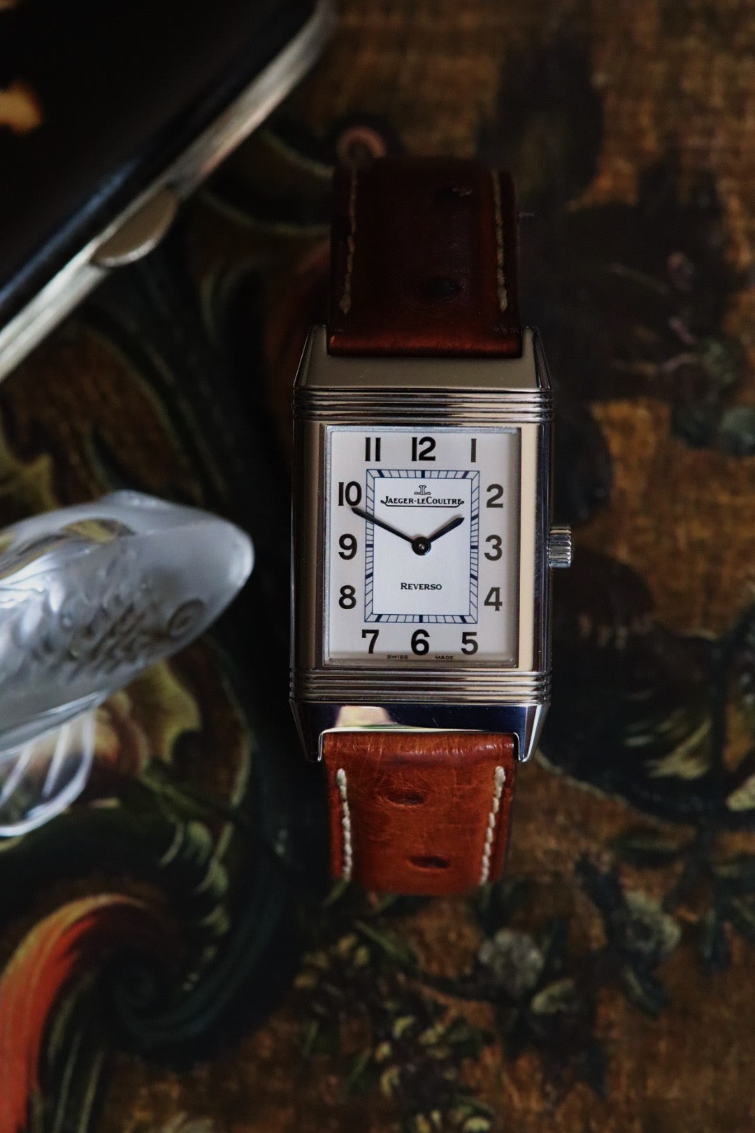 Jaeger LeCoultre Reverso Medium 252.8.86, bracelet autruche