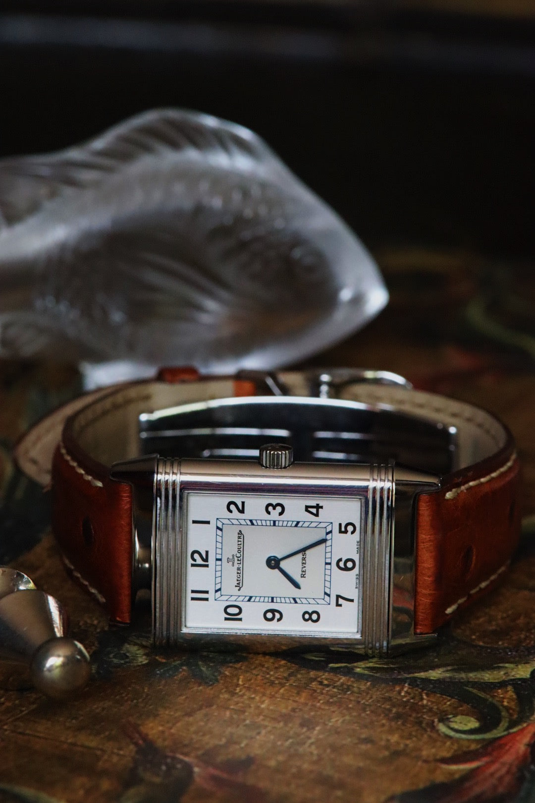 Jaeger LeCoultre Reverso Medium 252.8.86, bracelet autruche