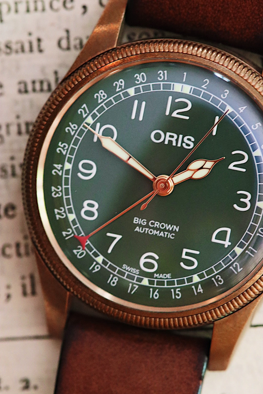 Oris Big Crown référence 0175477413167 édition anniversaire, cardan vert