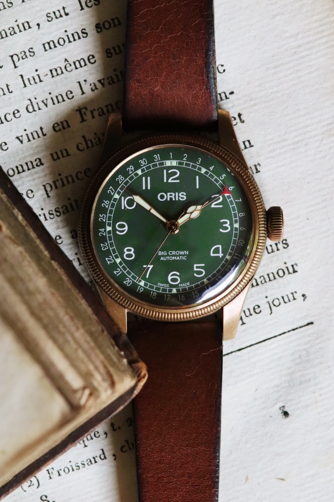 Oris Big Crown référence 0175477413167 édition anniversaire, cardan vert