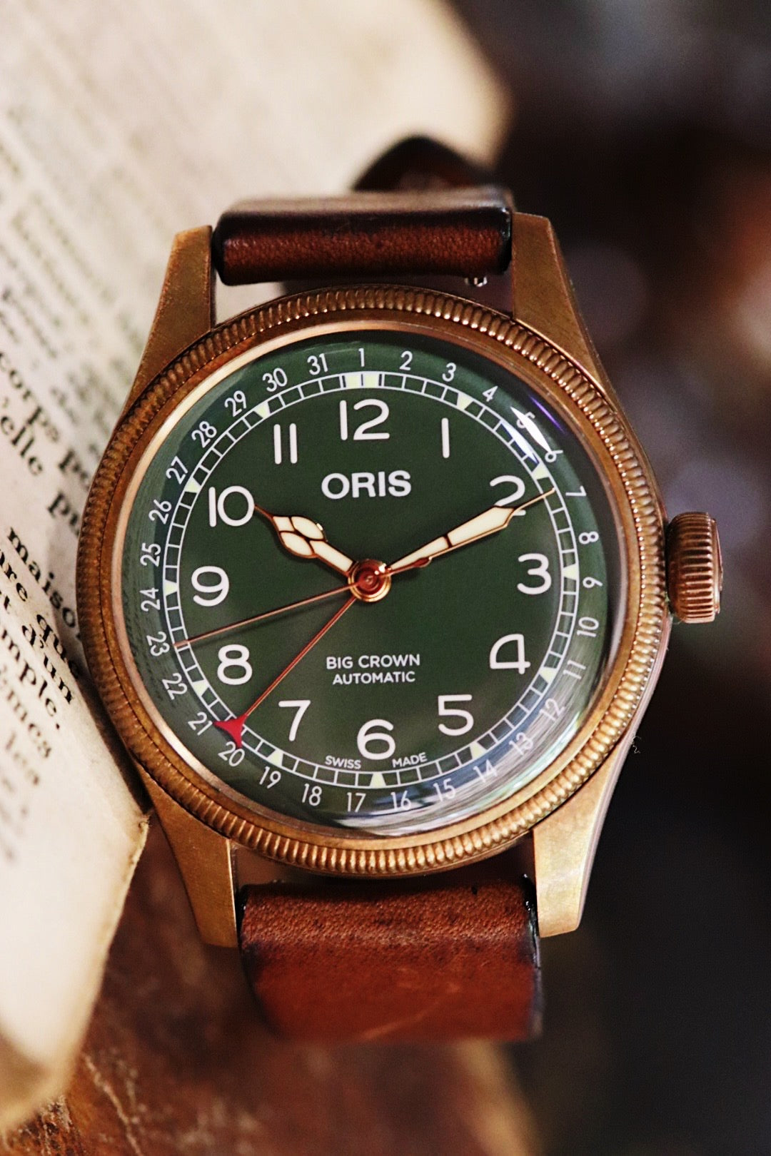 Oris Big Crown référence 0175477413167 édition anniversaire, cardan vert