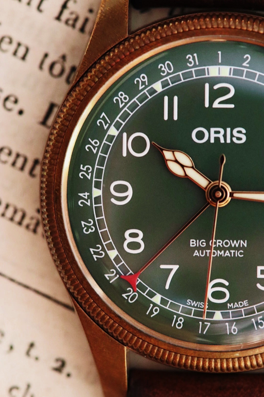 Oris Big Crown référence 0175477413167 édition anniversaire, cardan vert