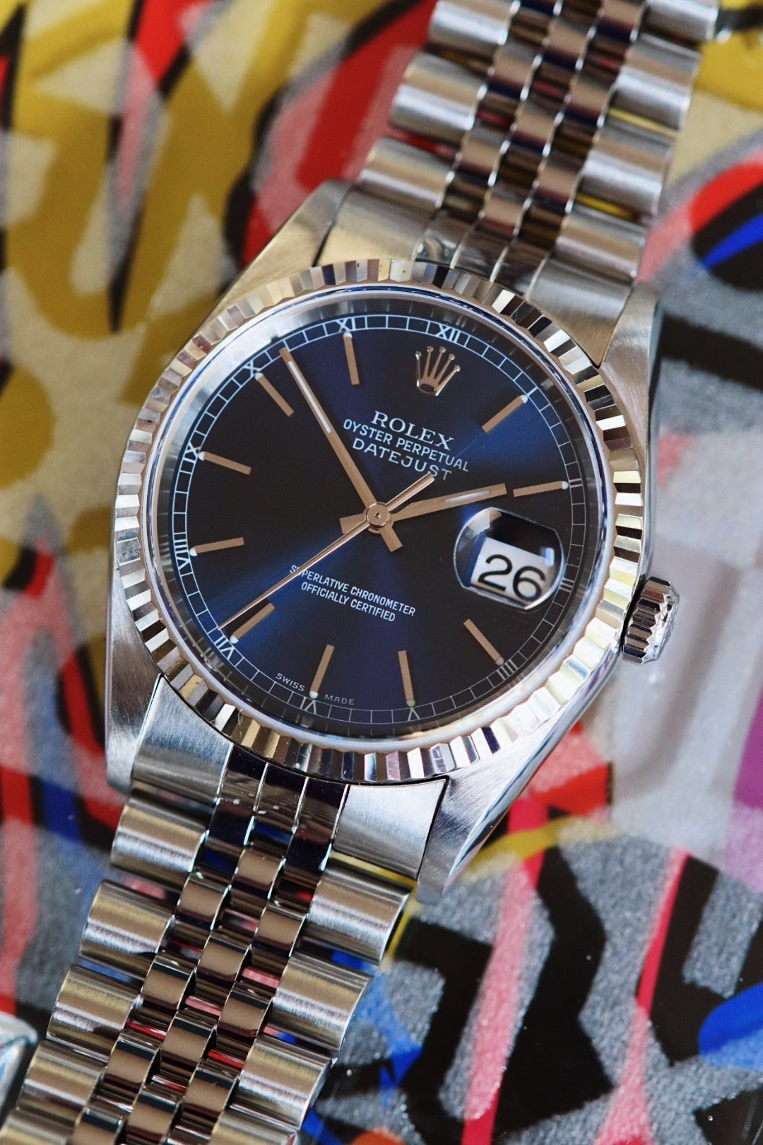 Rolex Datejust 16234 cadran Bleu boite et papier série P de 2000 Luminova
