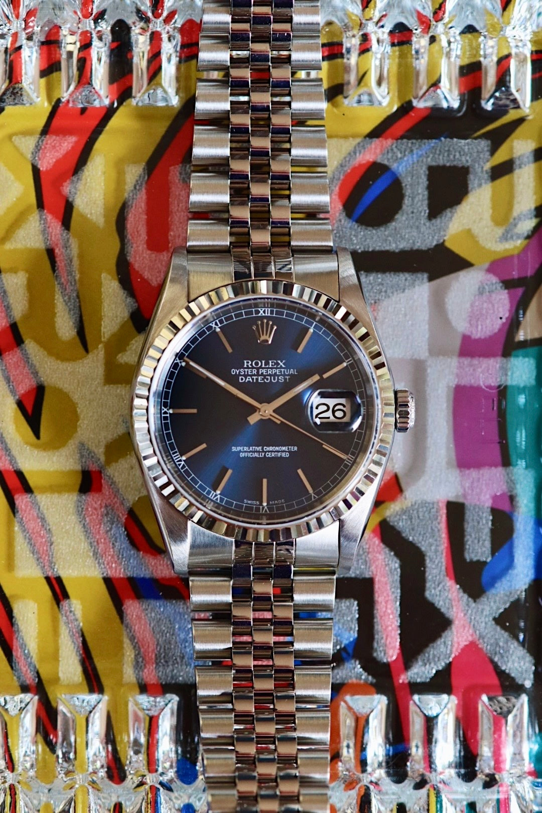 Rolex Datejust 16234 cadran Bleu boite et papier série P de 2000 Luminova