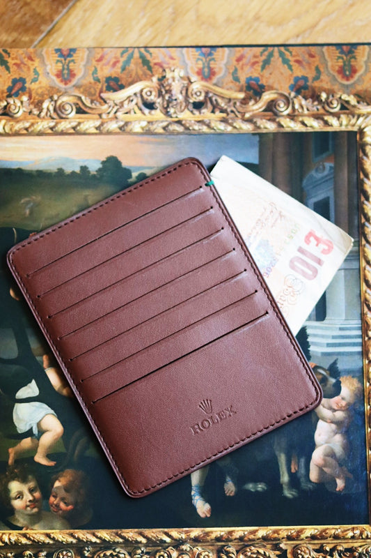 Porte-cartes et billets Rolex en cuir marron