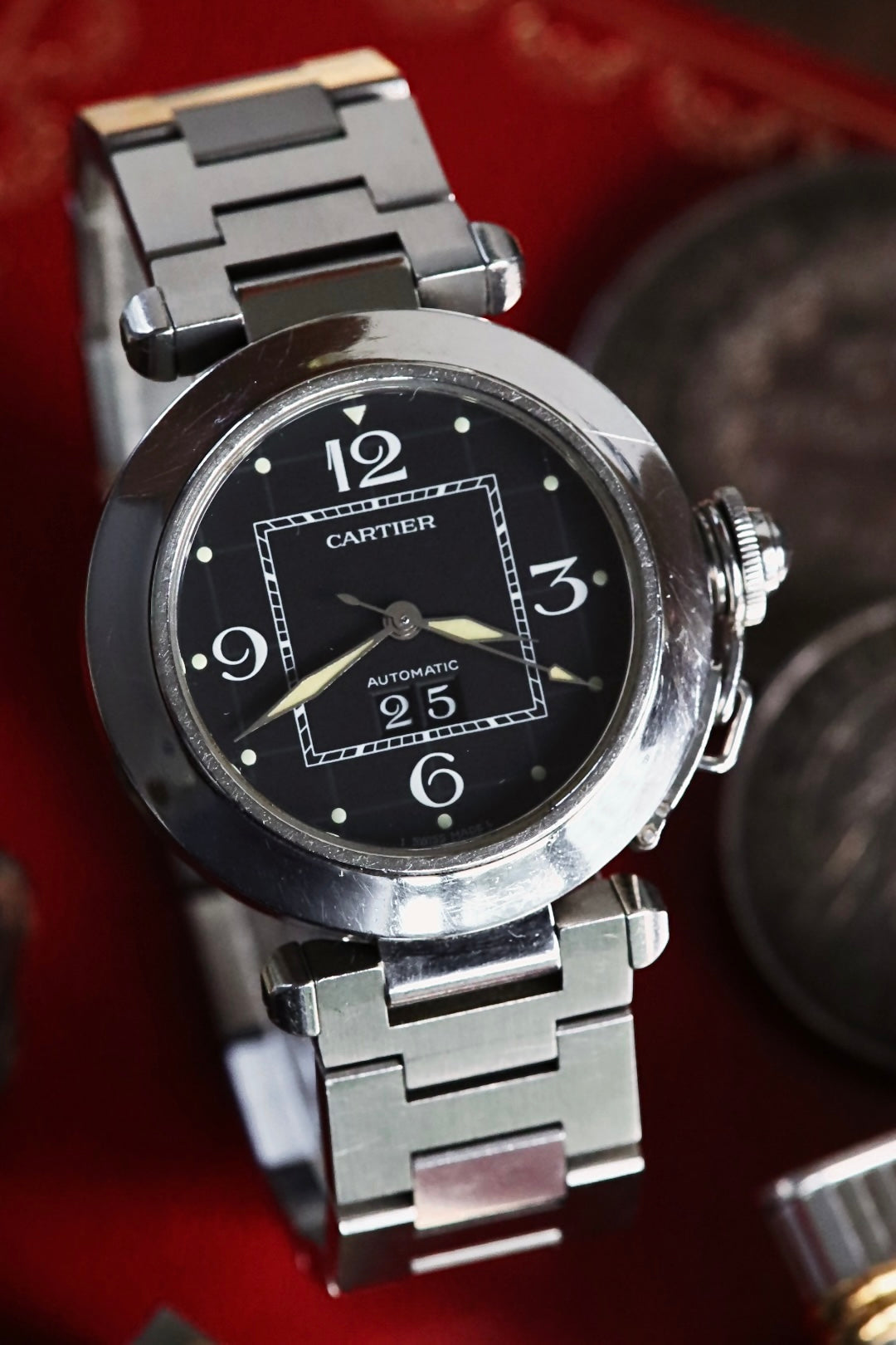 Montre Cartier Pasha cadran noir, mouvement automatique, avec papiers