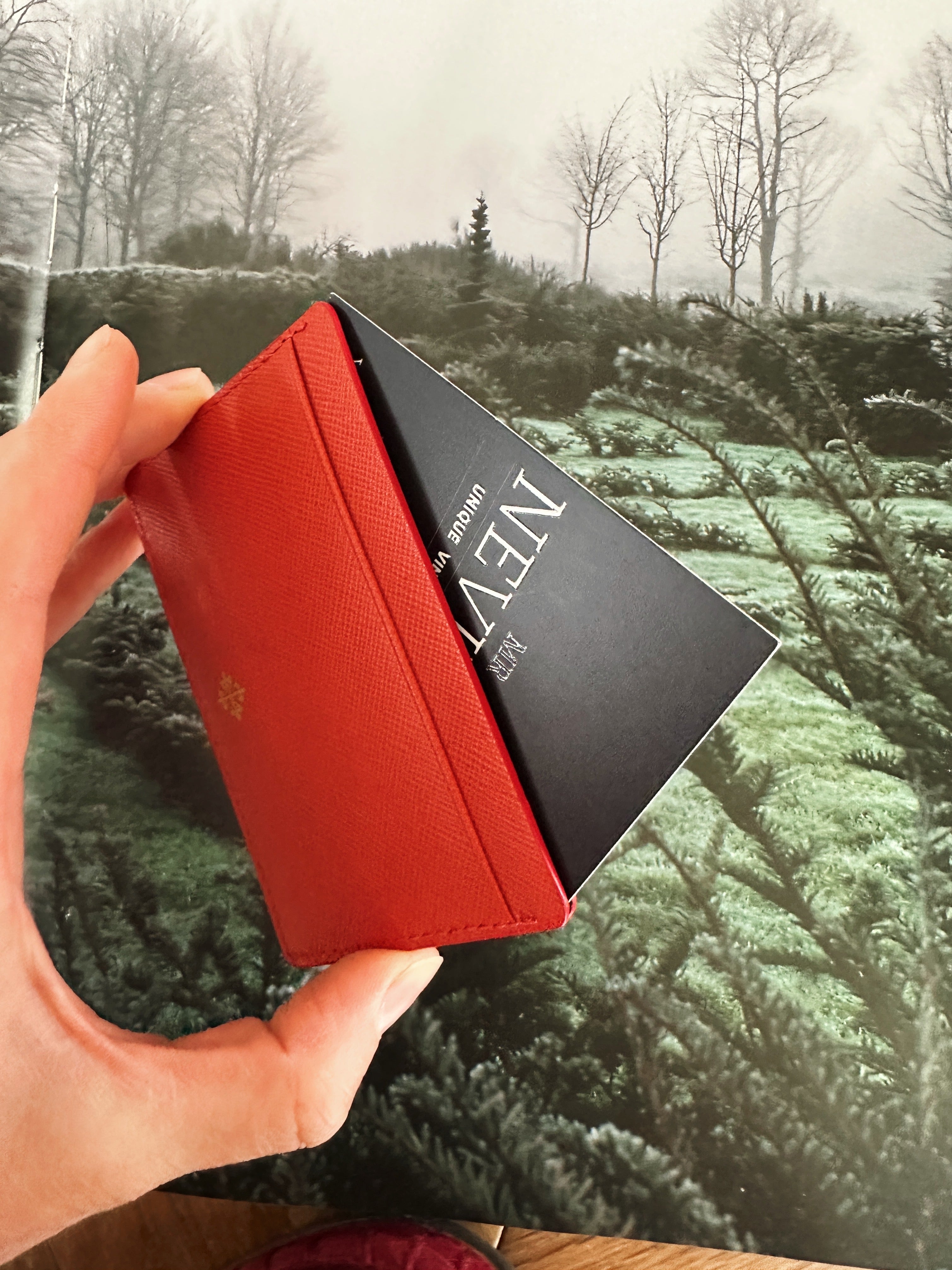 Patek Philippe card holder in orange textured leather – New with