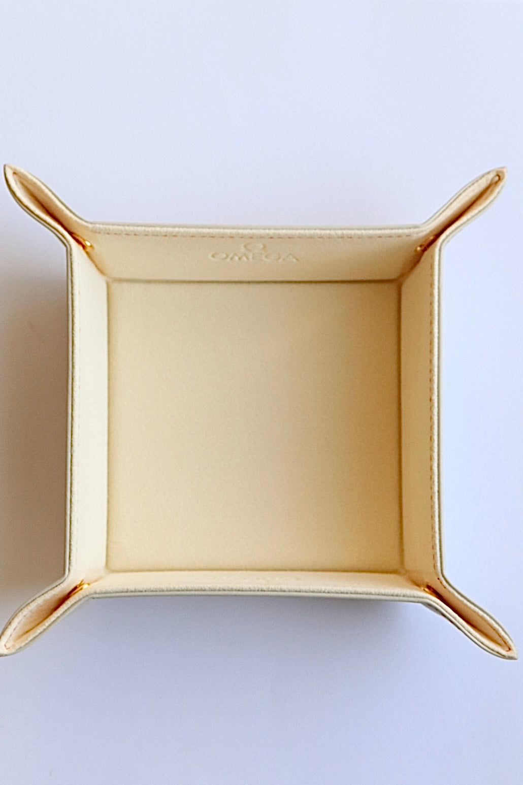 Omega cream leather valet tray 