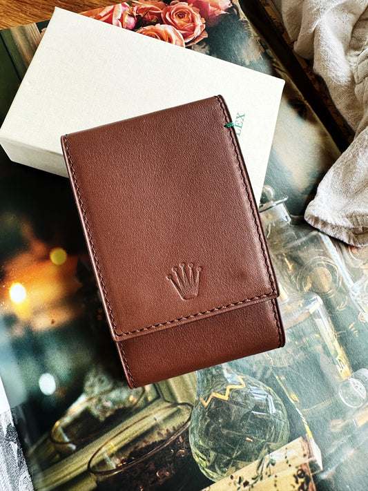 Rolex Marmot watch case in smooth hazelnut brown leather