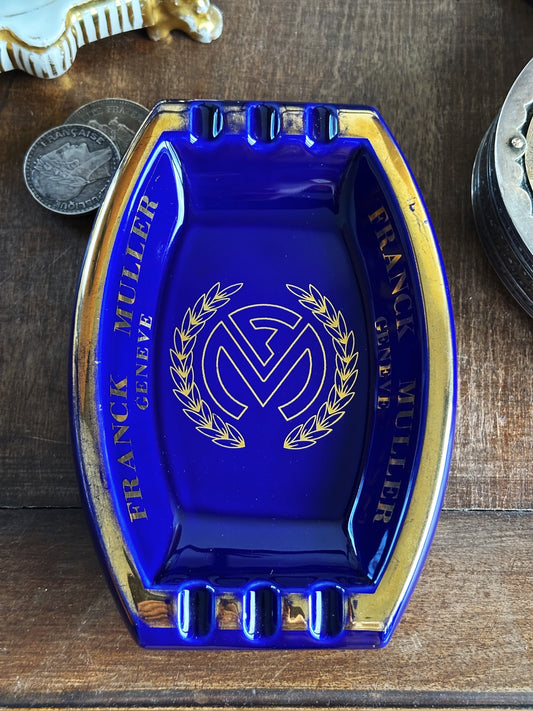 Cendrier Franck Muller Genève bleu roi vintage
