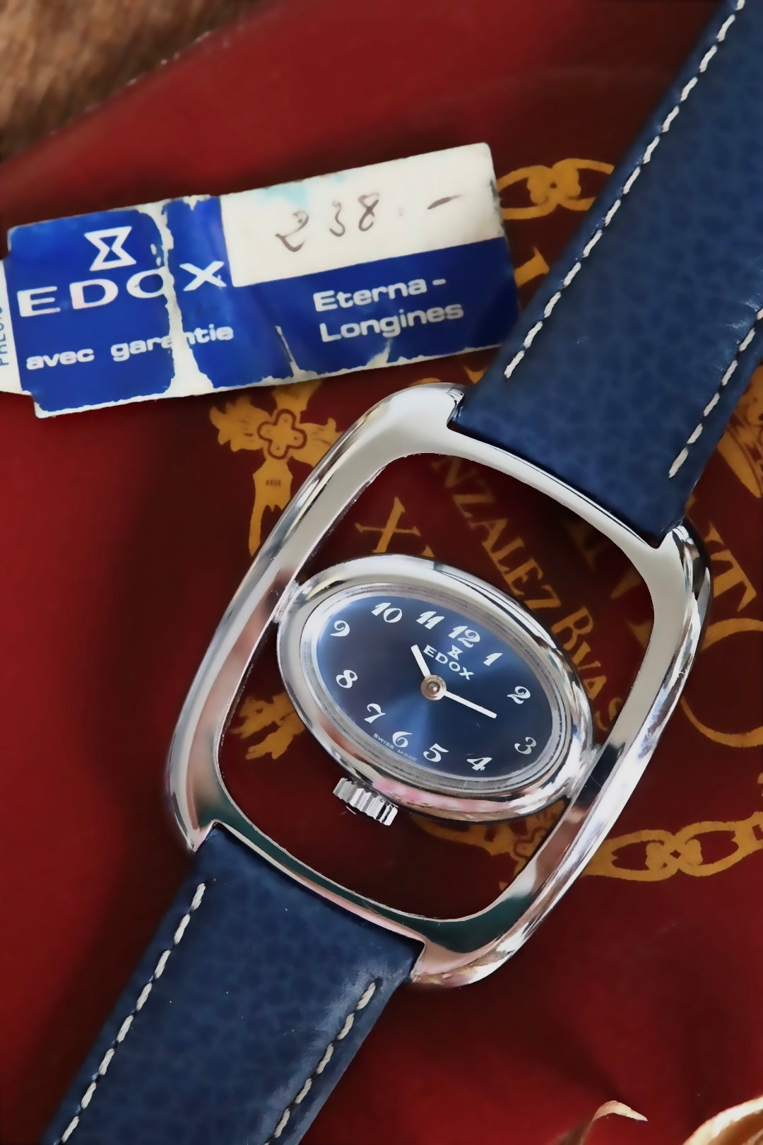 Edox Vintage Watch – Sunburst Blue Dial 