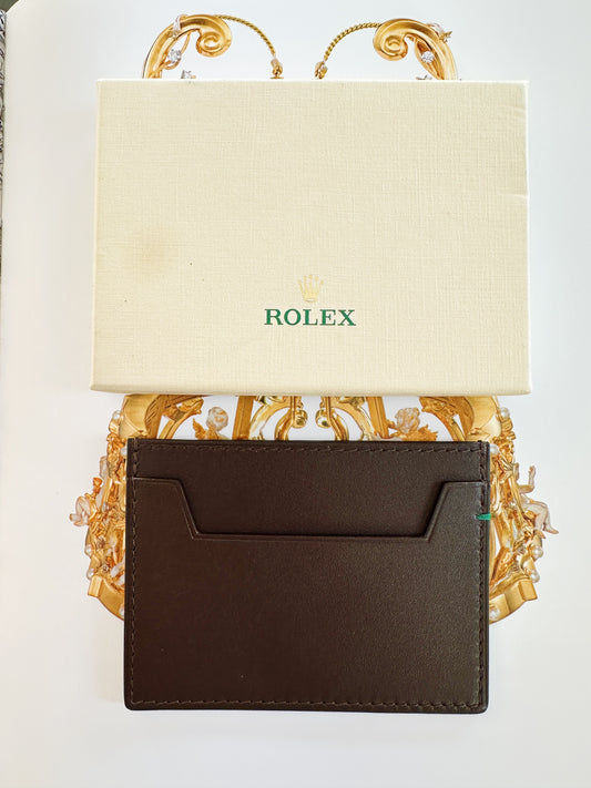 Porte-carte Rolex en cuir marron