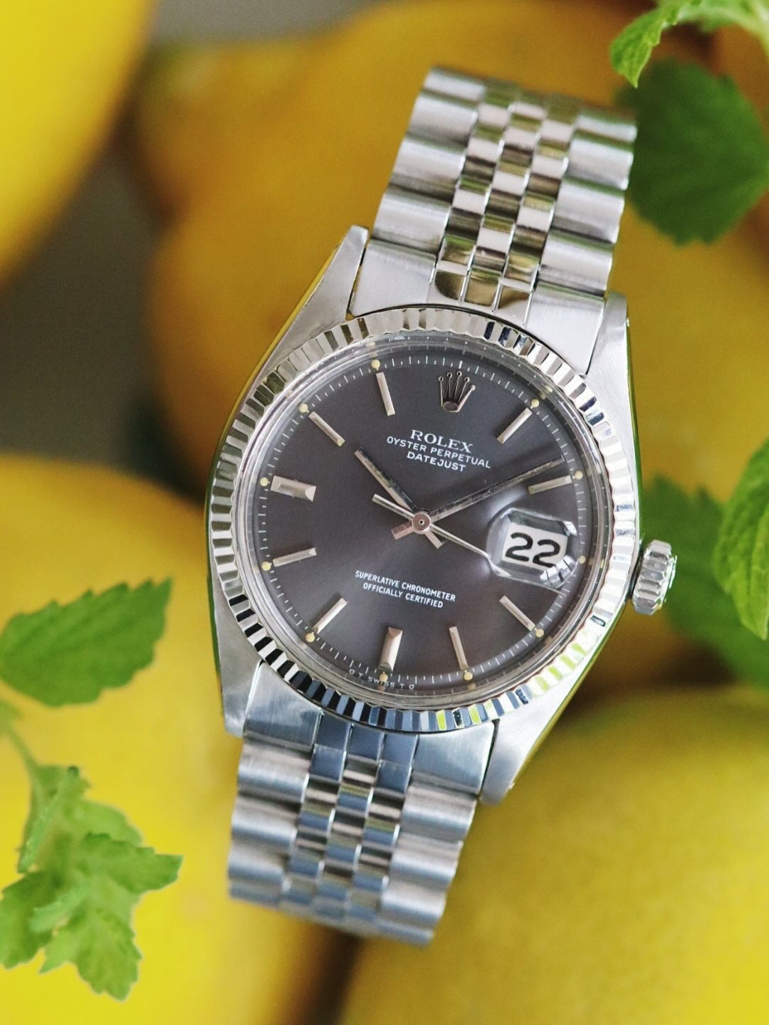 Rolex Oyster Perpetual Datejust 1601 Sigma, Cadran Gris et Tritium, Année 1975