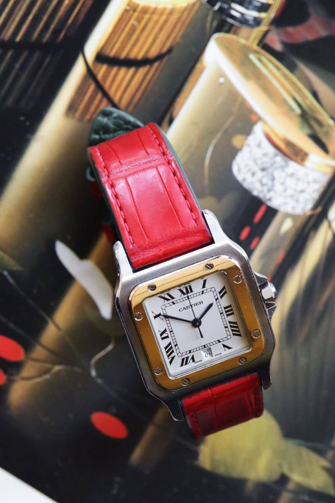 Cartier Santos Galbée 187901 – Bracelet Crocodile Jean Rousseau