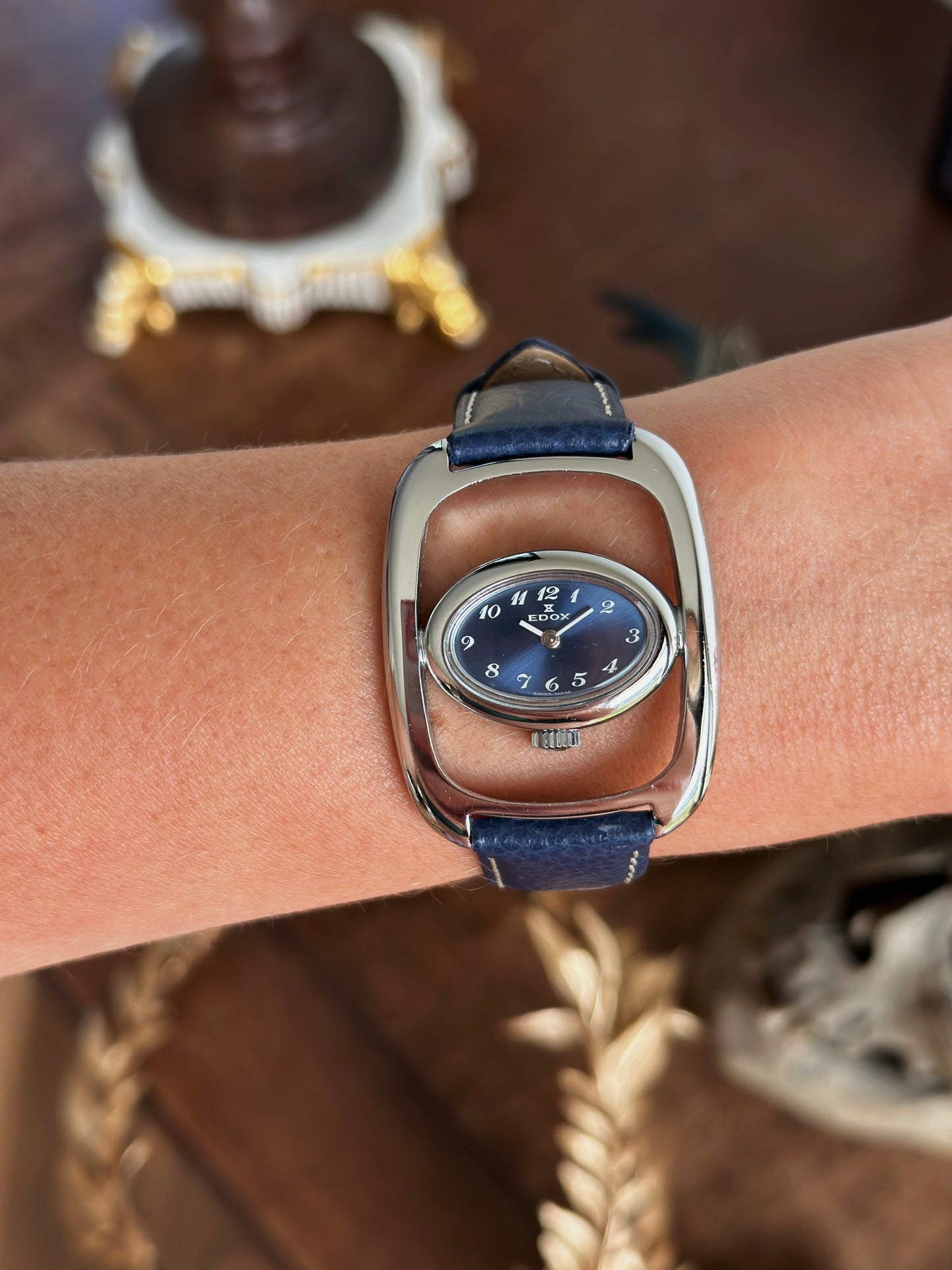 Edox Vintage Watch – Sunburst Blue Dial 