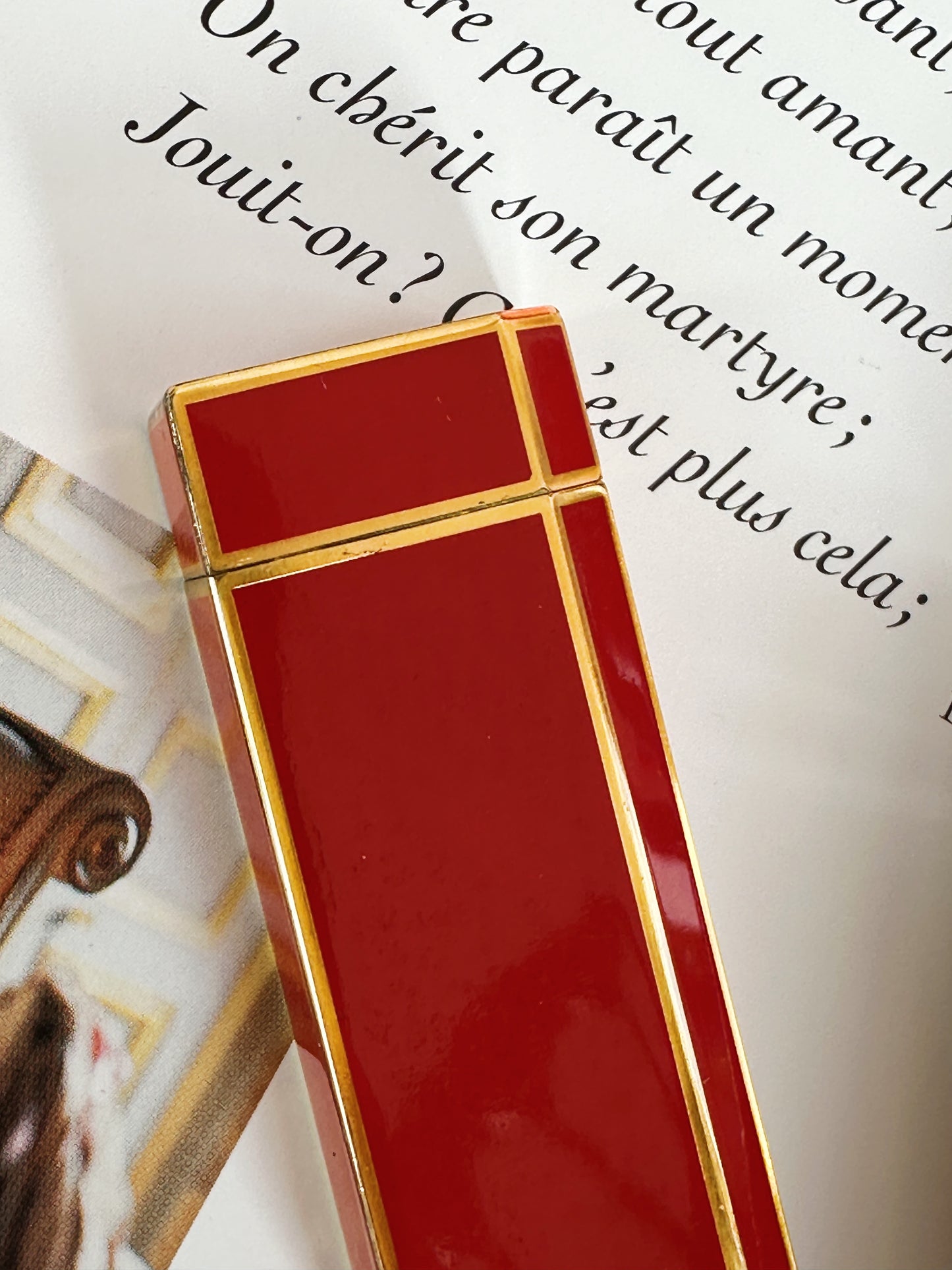 Vintage Cartier pentagon lighter, lacquered red-orange