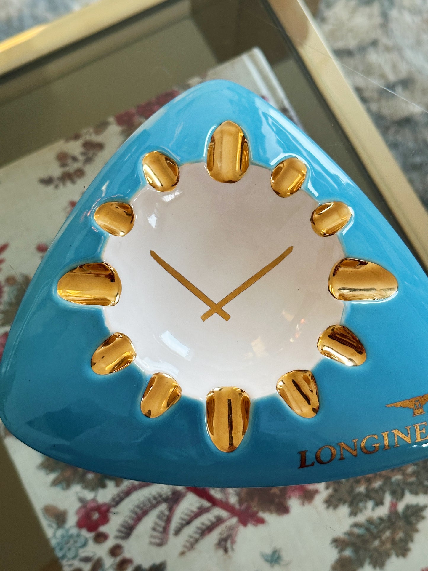 Cendrier vide-poche Longines turquoise & doré