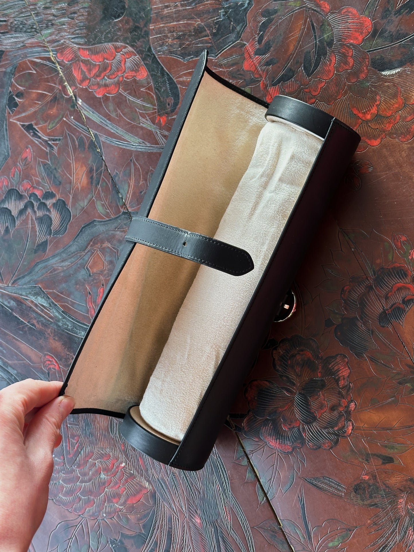 Étui, marmotte Bulgari en cuir noir