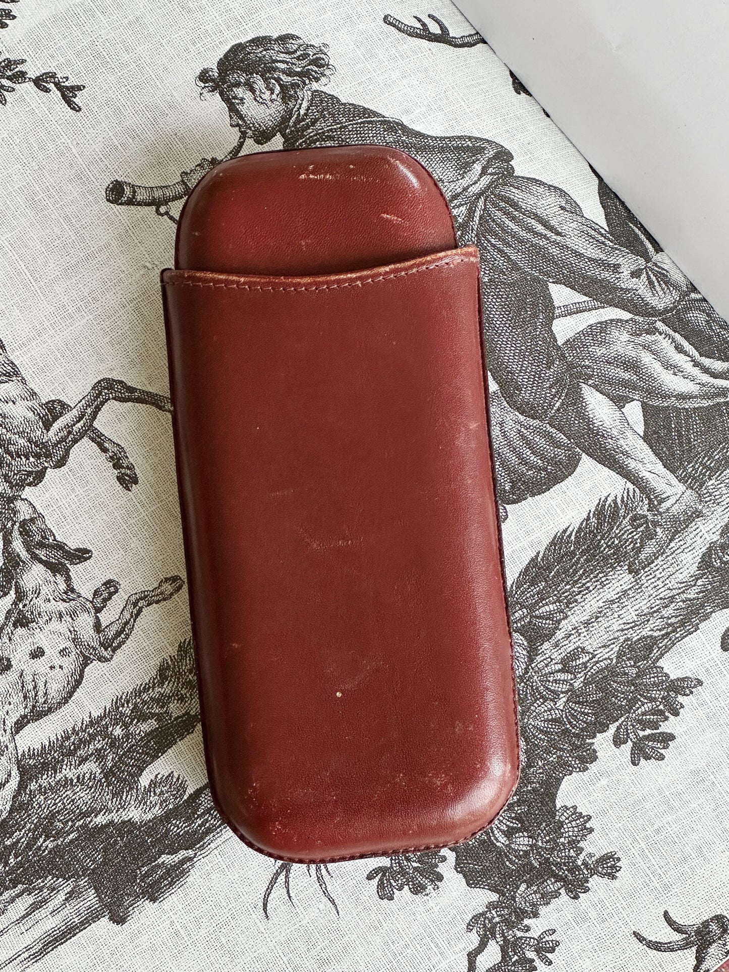Étui à cigares Cartier en cuir cognac vintage – 2 cigares