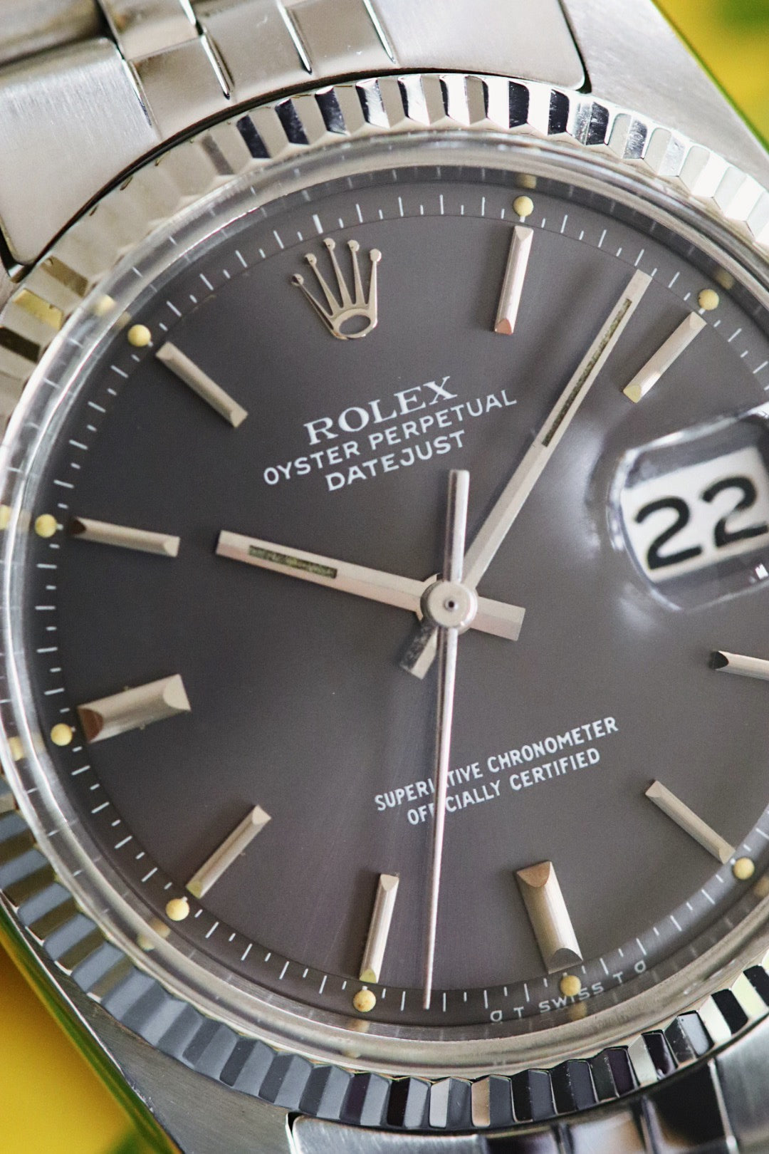 Rolex Oyster Perpetual Datejust 1601 Sigma, Cadran Gris et Tritium, Année 1975