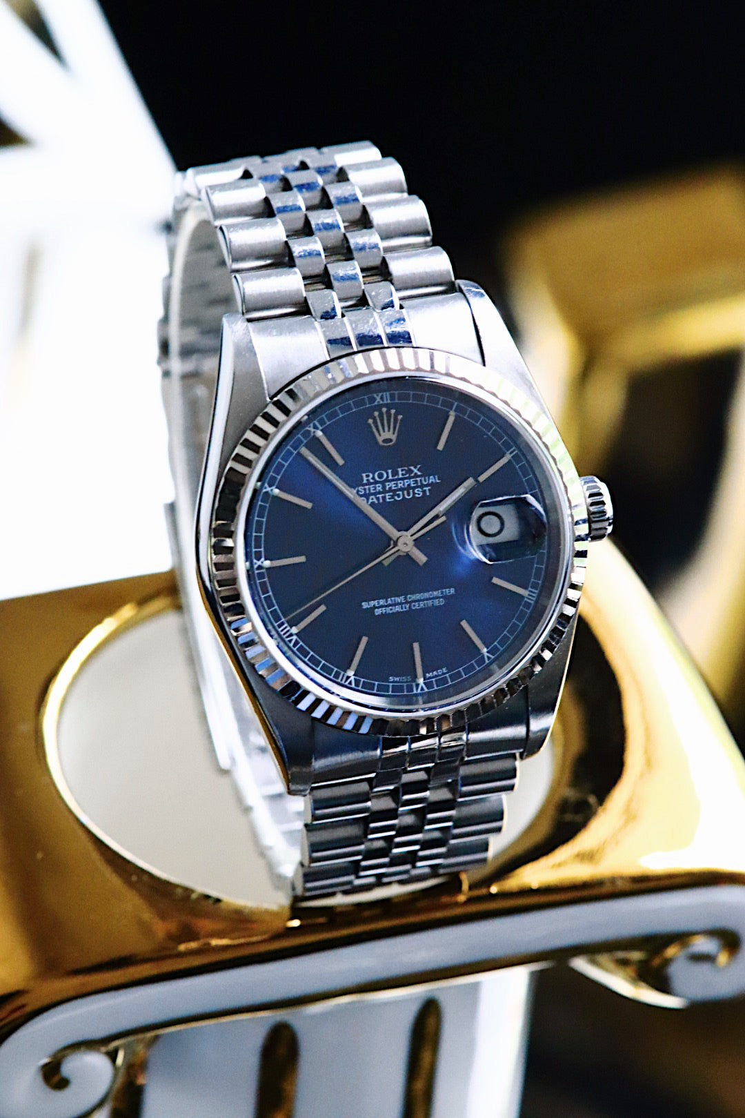 Rolex Oyster Perpetual Datejust 16234 cadran bleu nuit 2002