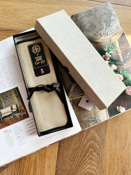 Marmotte de voyage pour montres en toile canvas beige et cuir noir – Avec boîte