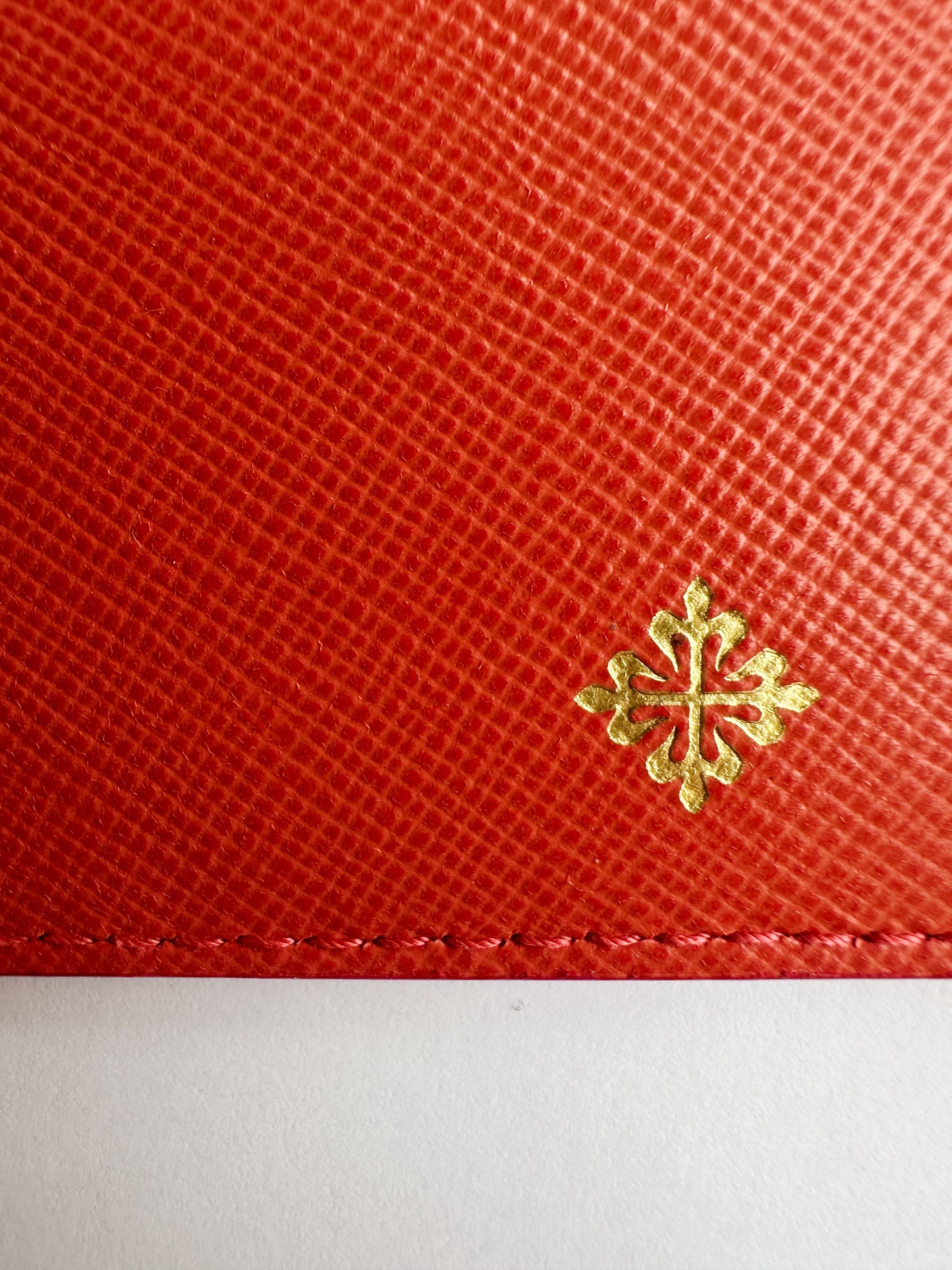 Patek Philippe card holder in orange textured leather – New with box