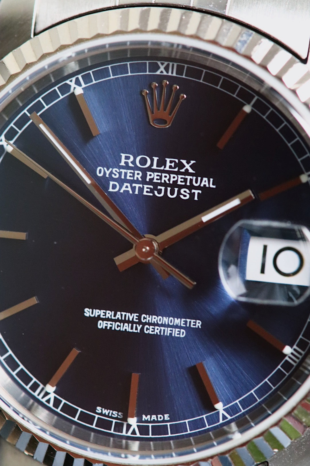 Rolex Oyster Perpetual Datejust 16234 cadran bleu nuit 2002