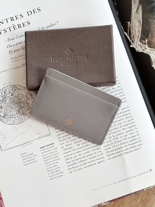 Porte-cartes Patek Philippe gris en cuir grainé – Neuf avec boîte d'origine