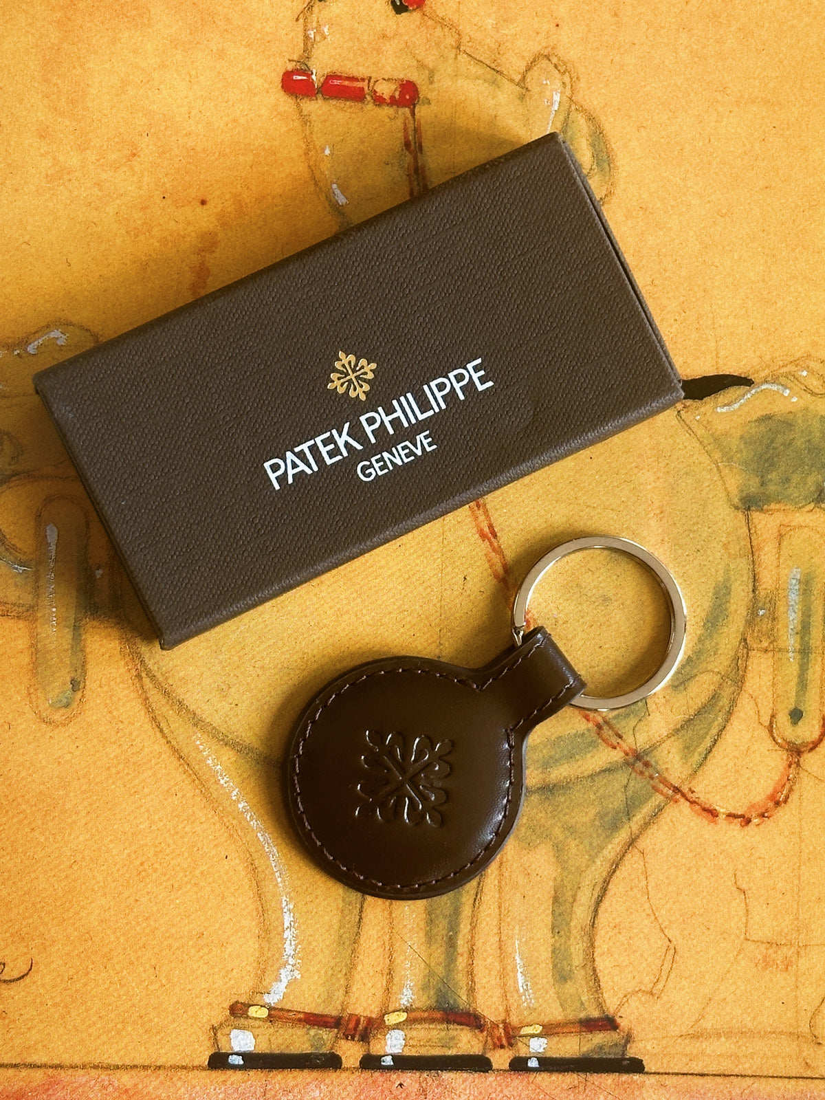 Porte-clefs Patek Philippe Genève en cuir marron – Neuf de stock