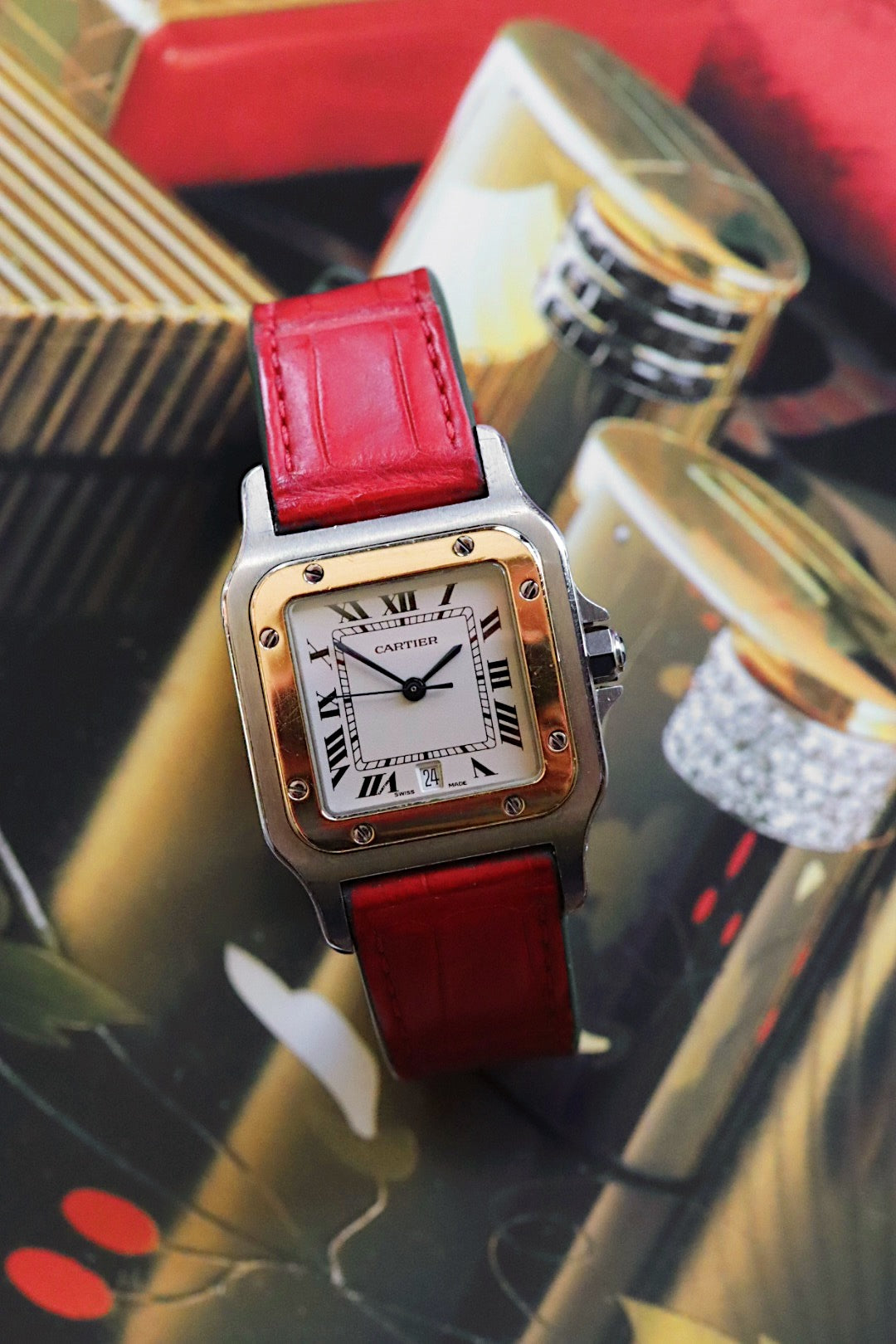 Cartier Santos Galbée 187901 – Bracelet Crocodile Jean Rousseau